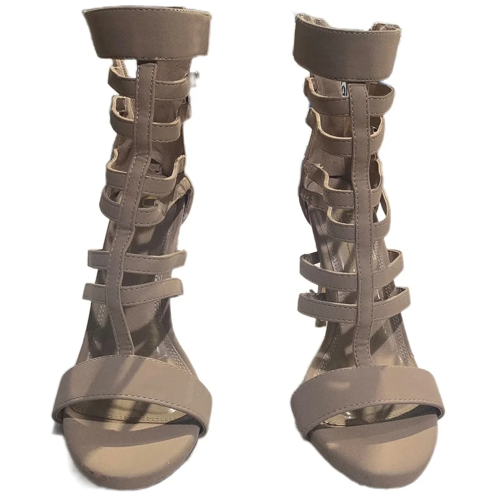 OLIVIA K Gold Strappy Stiletto Heels Gladiator Sandals Women's Size 6.5